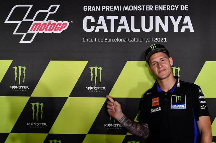 Pembalap Monster Energy Yamaha, Fabio Quartararo, pada konferensi pers menjelang seri balap MotoGP Catalunya 2021, Kamis (3/6/2021).