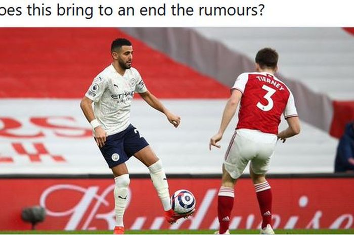 Winger Manchester City, Riyad Mahrez, merespons soal spekulasi transfer dirinya yang dikabarkan akan pindah ke Arsenal.