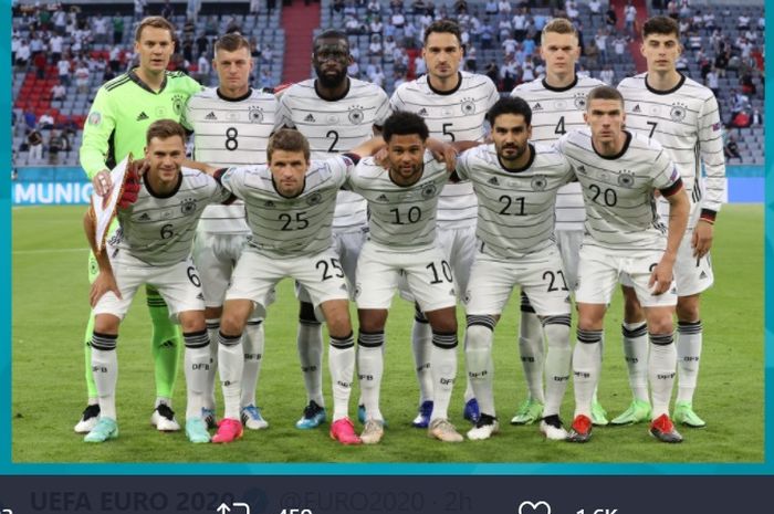 Starting XI Jerman saat kalah 0-1 dari Prancis di EURO 2020, Selasa (15/6/2021) di Muenchen.