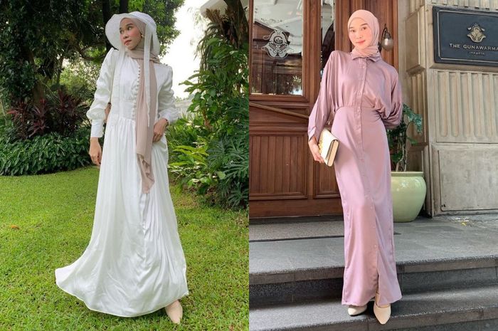 Rekomendasi Dress Satin untuk Hijabers ala Selebgram Astri Ratnasari