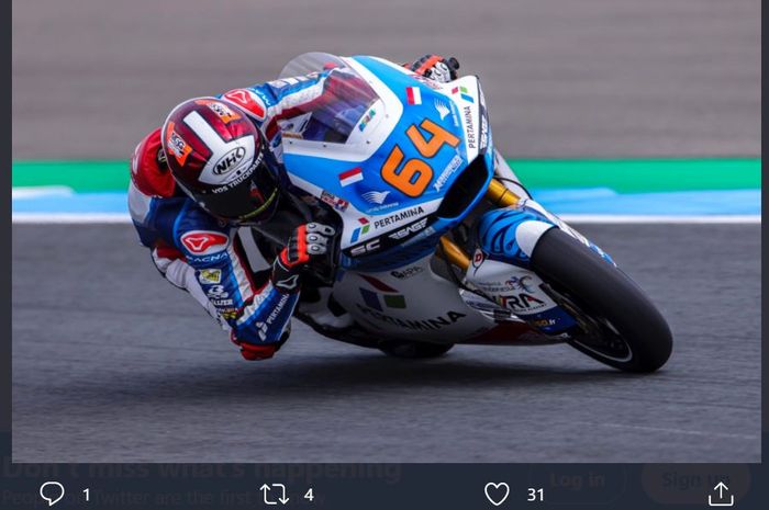 Bo Bendsneyder, pembalap tim Pertamina Mandalika SAG yang tampil mencari starting grid terbaiknya berdasarkan hasil kualifikasi Moto2 Catalunya 2022, Sabtu (4/6/2022).