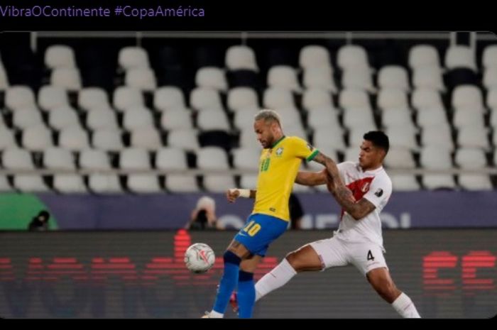 Aksi Neymar Junior pada laga Brasil vs Peru di semifinal Copa America 2021