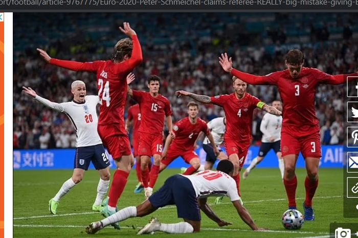 Insiden yang membuat sang wasit memberi hadiah penalti kepada Timnas Inggris dalam laga semifinal Euro 2020, Kamis (8/7/2021) dini hari WIB.