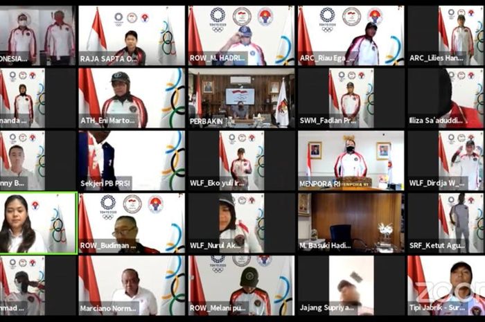 Kontingen Indonesia untuk Olimpiade Tokyo 2020 dikukuhkan Menpora Zainudin Amali secara virtual, Kamis (8/7/2021).