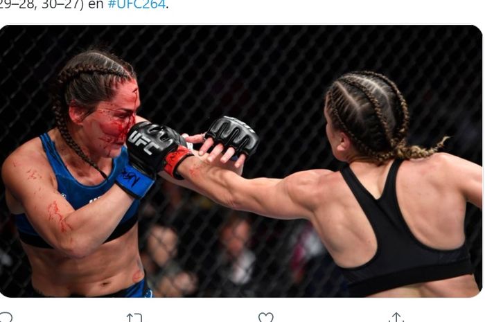 Laga Jennifer Maia vs Jessica Eye di UFC 264, Minggu (11/7/2021) WIB di Las Vegas.