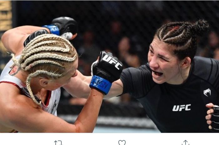 Irene Aldana mengalahkan Yana Kunitskaya di UFC 264, Minggu (11/7/2021) WIB di Las Vegas.