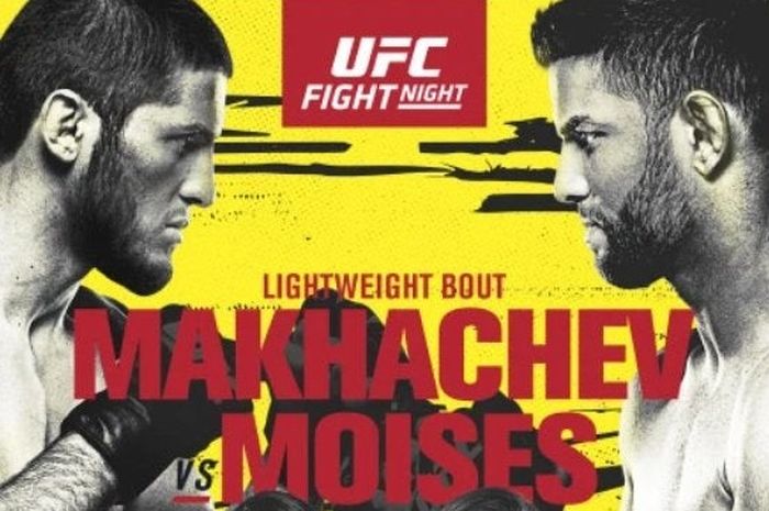 Poster pertarungan Islam Makhachev vs Thiago Moises di UFC Vegas 31, Minggu (18/7/2021) WIB.