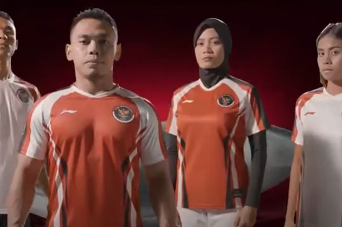 Peluncuran logo burung garuda dan seragam tim Indonesia dengan paduan warna merah putih yang akan digunakan di Olimpiade Tokyo 2020. 