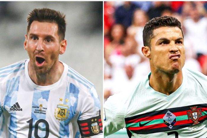 Lionel Messi dan Crsitiano Ronaldo saat membela timnas masing-masing.