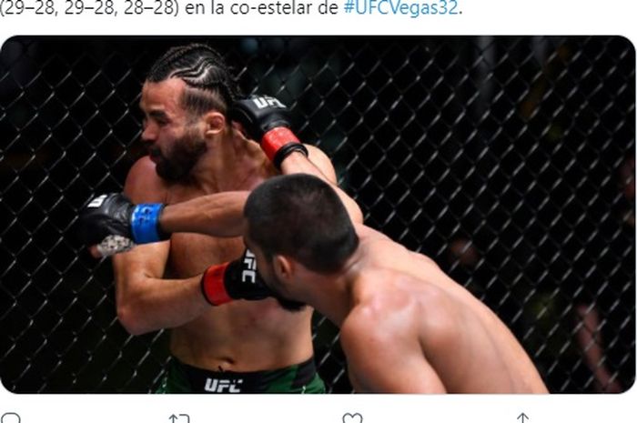 Raulian Paiva mengalahkan Kyler Phillips di UFC Vegas 32, Minggu (25/7/2021) WIB.