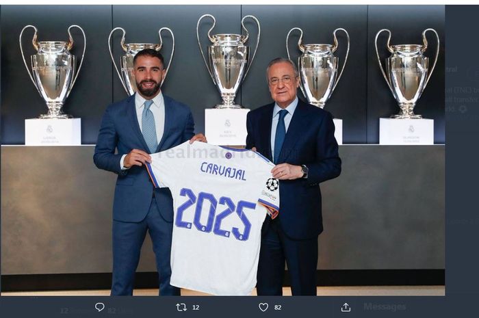 Dani Carvajal meneken kontrak baru di Real Madrid.