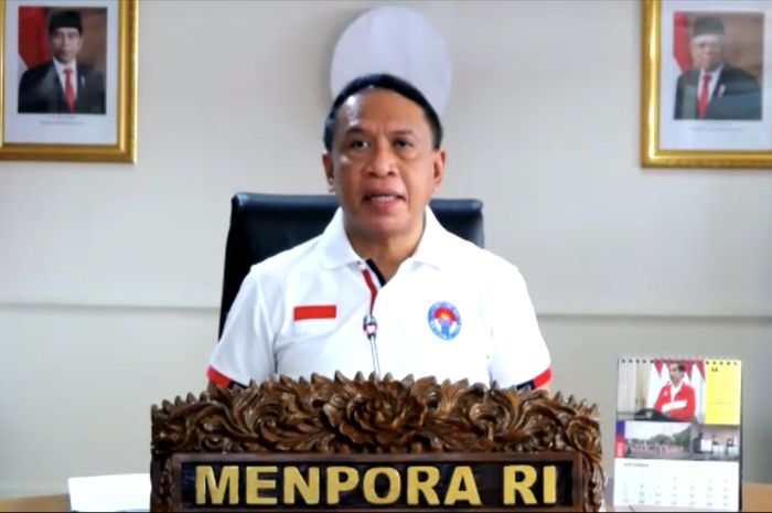 Menteri Pemuda dan Olahraga, Zainudin Amali dalam konferensi pers virtual soal Rapat Koordinasi (rakor) Liga 1 dan Liga 2 2021, Jumat (6/8/2021).