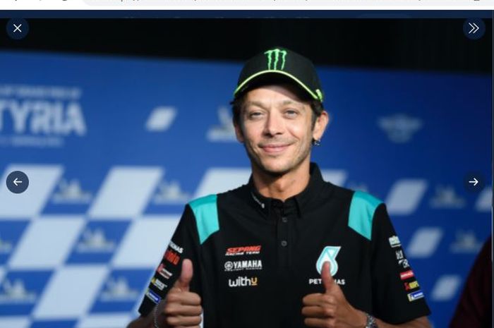 Pembalap Petronas Yamaha SRT, Valentino Rossi, ketika mengumumkan pensiun pada akhir MotoGP 2021 dalam sesi konferensi pers di Red Bull Ring, Spielberg, Kamis (5/8/2021).