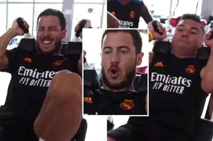 Tangkapan gambar dari video yang diposting Real Madrid saat para pemain tengah berlatih di gym untuk menyambut musim 2021/2022, Sabtu (7/8/2021).