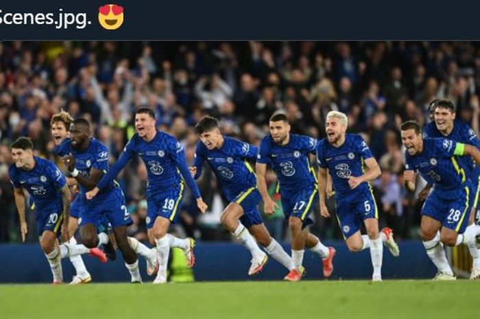 Chelsea memenangi Piala Super Eropa setelah kalahkan Villarreal dalam adu penalti di Windsor Park, Belfast, 11 Agustus 2021.