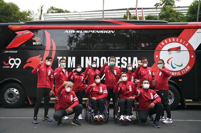 Kelompok terbang keempat kontingen Indonesia sebelum berangkat ke Paralimpiade Tokyo 2020.