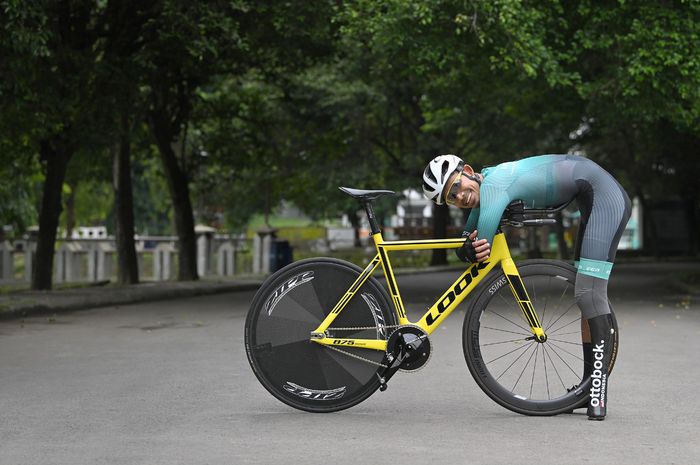 Atlet para balap sepeda Indonesia, Muhammad Fadli dalam latihan perdana untuk Paralimpiade Tokyo 2020, Jumat (20/8/2021)