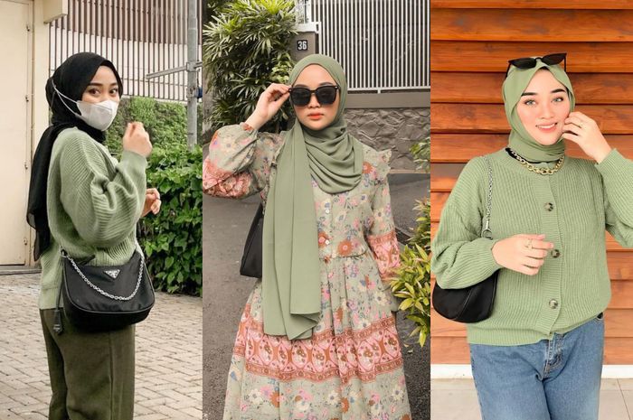 Ide Outfit Hijab Warna Sage Green ala Savina Mariska, Estetik dan