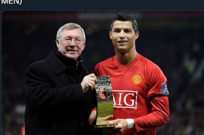 Cristiano Ronaldo bersama Sir Alex Ferguson saat masih di Manchester United.