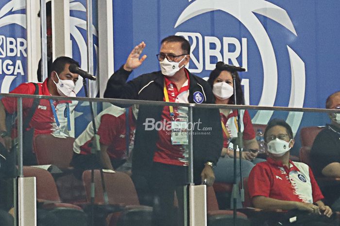 Ketua Umum PSSI, Mochamad Iriawan, memberikan kata sambutan dalam pembukaan Liga 1 2021 di Stadion Gelora Bung Karno, Senayan, Jakarta, 27 Agustus 2021.