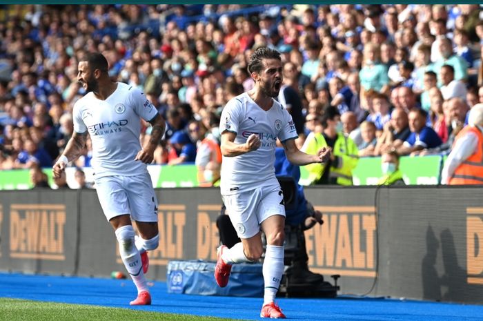 Bernardo Silva sukses mencetak gol perdananya bersama Manchester City di Liga Inggris musim ini.