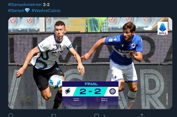 Pelatih Inter Milan, Simone Inzaghi, mengungkapkan kekecewaannya pada Nerazzurri yang sempat unggul dua kali, tetapi gagal menang atas Sampdoria.