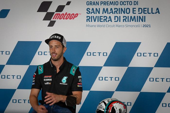 Pembalap Petronas Yamaha SRT. Andrea Dovizioso, pada konferensi pers menjelang MotoGP San Marino di Sirkuit Misano, Kamis (16/9/2021).