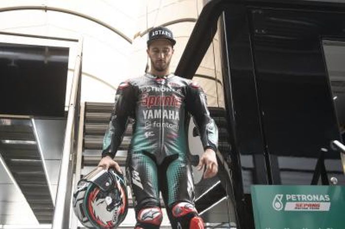 Pembalap Petronas Yamaha SRT, Andrea Dovizioso, pada hari pertama MotoGP San Marino di Sirkuit Misano, Jumat (17/9/2021).