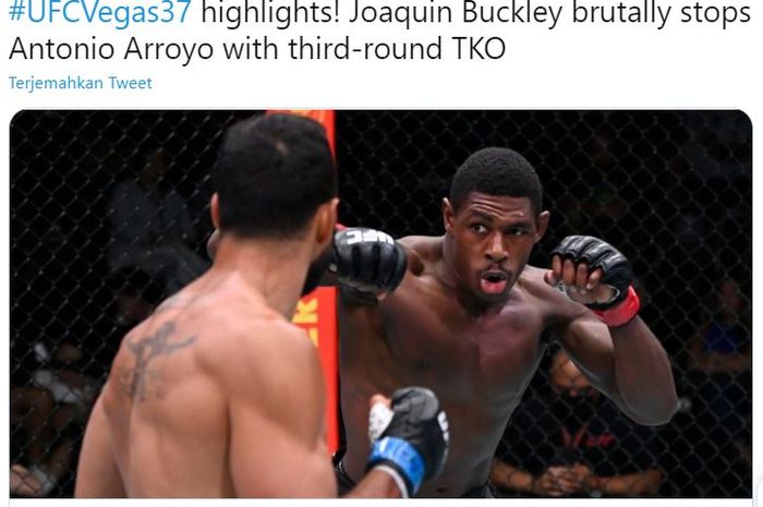 Joaquin Buckley saat melawan Antonio Arroyo pada UFC Vegas 37, Minggu (19/9/2021)
