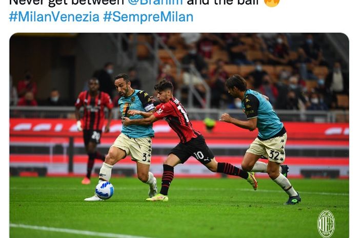 Pemain AC Milan, Brahim Diaz, tampil melawan Venezia, Kamis (23/9/2021)