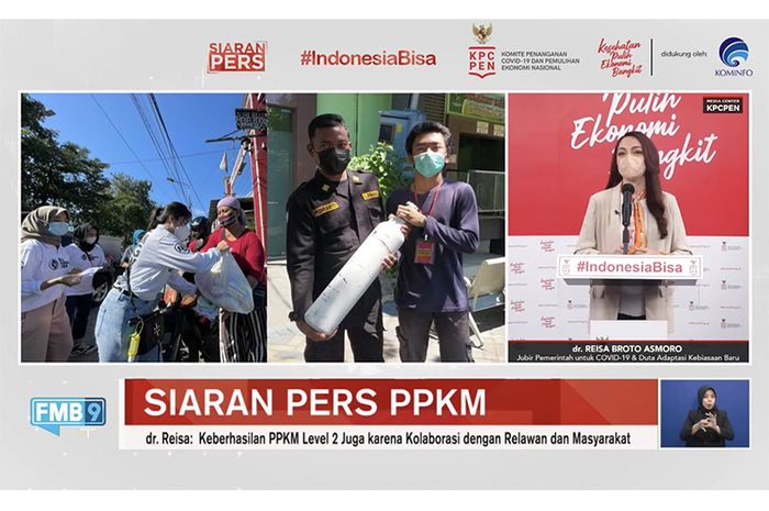 Siaran Pers dari Media Center Forum Medan Merdeka Barat 9 (FMB 9) yang digelar oleh Komite Penanganan Covid-19 dan Pemulihan Ekonomi Nasional (KPC PEN), Rabu (22/9/2021).