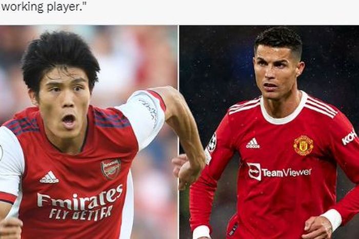 Bek anyar Arsenal, Takehiro Tomiyasu ternyata memiliki kemiripan dengan megabintang Manchester United, Cristiano Ronaldo.
