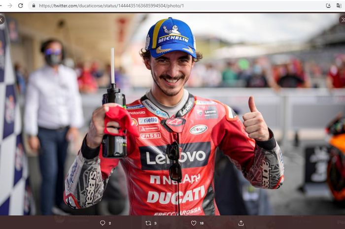 Pembalap Ducati Lenovo, Francesco Bagnaia, saat tampil pada MotoGP Amerika 2021.