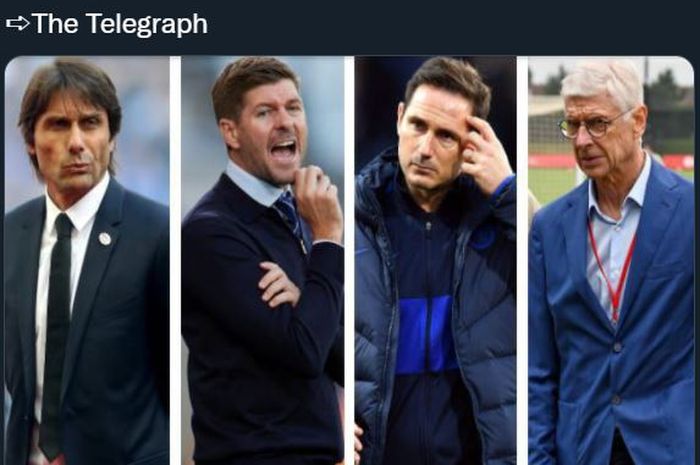 Calon pelatih baru Newcastle United (dari kiri ke kanan): Antonio Conte, Steven Gerrard, Frank Lampard, Arsene Wenger.