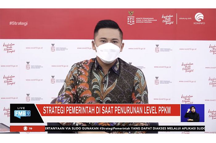 Dialog Semangat Selasa Forum Merdeka Barat 9 (FMB 9) yang diselenggarakan oleh Komite Penanganan Covid-19 dan Pemulihan Ekonomi (KPC PEN), Selasa (12/10/2021).