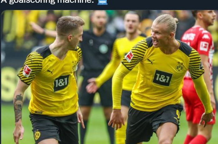 Bomber Borussia Dortmund, Erling Haaland (kanan).