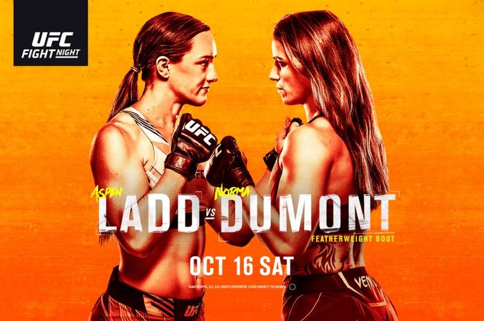 Poster UFC Vegas 40: Aspen Ladd vs Norma Dumont. 