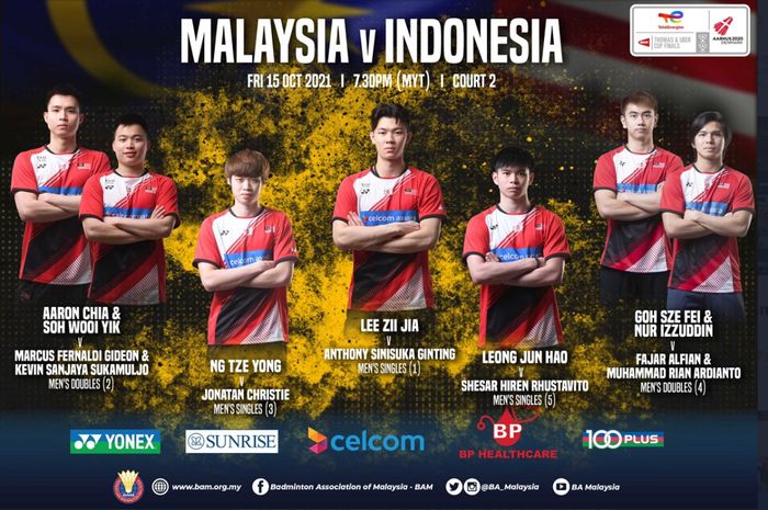Tim Piala Thomas Malaysia yang disiapkan menghadapi Indonesia dalam perempat final di Aarhus, Denmark, kalah 0-3.
