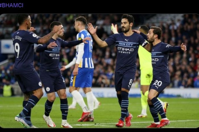 Manchester City menyambangi markas Brighton &amp; Hove Albion dalam laga pekan ke-9 Liga Inggris 2021-2022.