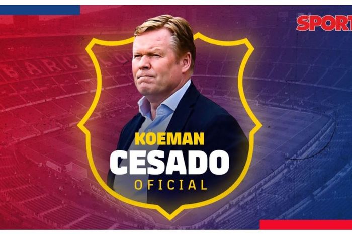 Kabar pemecatan Ronald Koeman oleh Barcelona di halaman utama situs Sport.es.