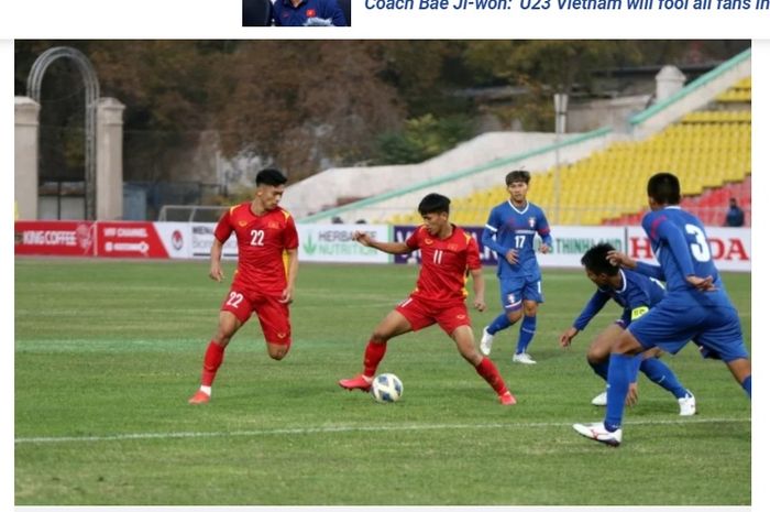 Timnas U-23 Vietnam kala melawan Taiwan dalam Kualifikasi Piala Asia U-23 2022.