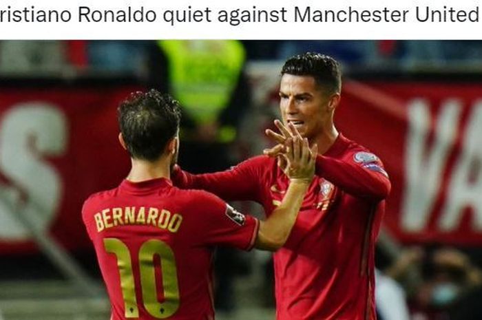 Bernardo Silva pastikan Cristiano Ronaldo tak cetak gol saat Man United vs Man City di Liga Inggris 2021-2022.