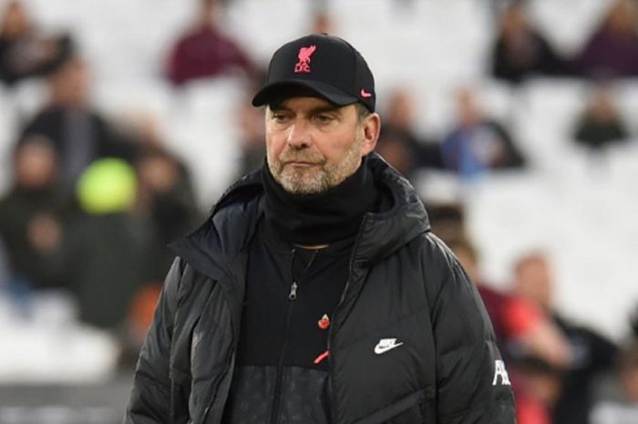 Pelatih Liverpool, Juergen Klopp, dalam laga kontra West Ham United pada pekan ke-11 Liga Inggris 2021-2022, Minggu (7/11/2021) waktu setempat atau malam hari WIB.