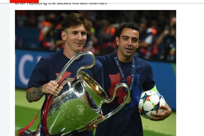 Xavi dan Lionel Messi ketika masih sama-sama bermain untuk Barcelona.