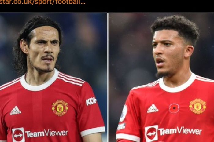 Edinson Cavani dan Jadon Sancho, dua pemain depan Manchester United.