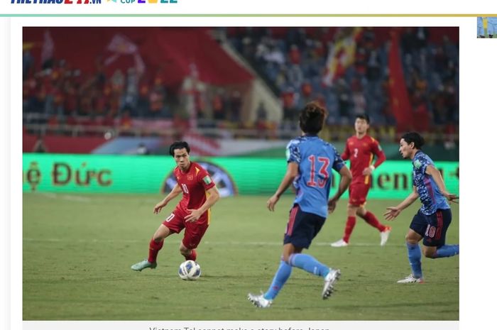 Pemain Timnas Vietnam kala menghadapi Jepang dalam laga lanjutan Kualifikasi Piala Dunia 2022.