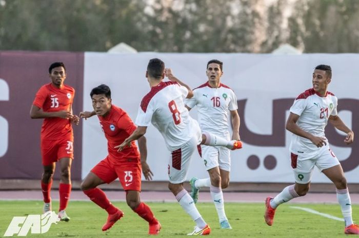 Timnas Singapura kalah 1-7 dari Maroko alam laga internasional di Al Hamriya Sports Club Stadium, Selasa (16/11/2021).