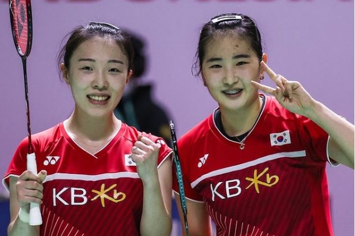 Ganda putri Korea Selatan, Jeong Na-eun/Kim Hye-jeong saat tampil di Indonesia Masters 2021.