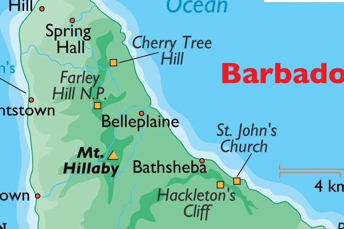 Negara Barbados dalam peta.