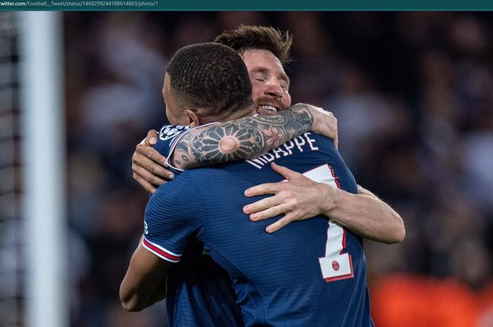 Kylian Mbappe dan Lionel Messi kompak mencetak dua gol saat Paris Saint-Germain menghajar Club Brugge dengan skor pada macthday ke-6 Grup A Liga Champions 2021-2022.